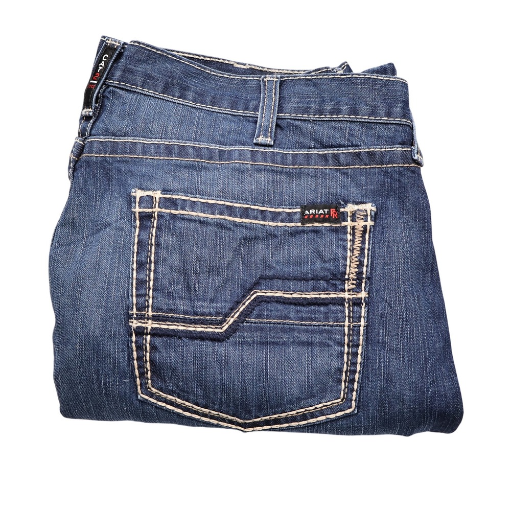 ARIAT Men's 44x34 Dark Wash FR M5 Straight Leg Stretch Coltrane Denim Work Jeans